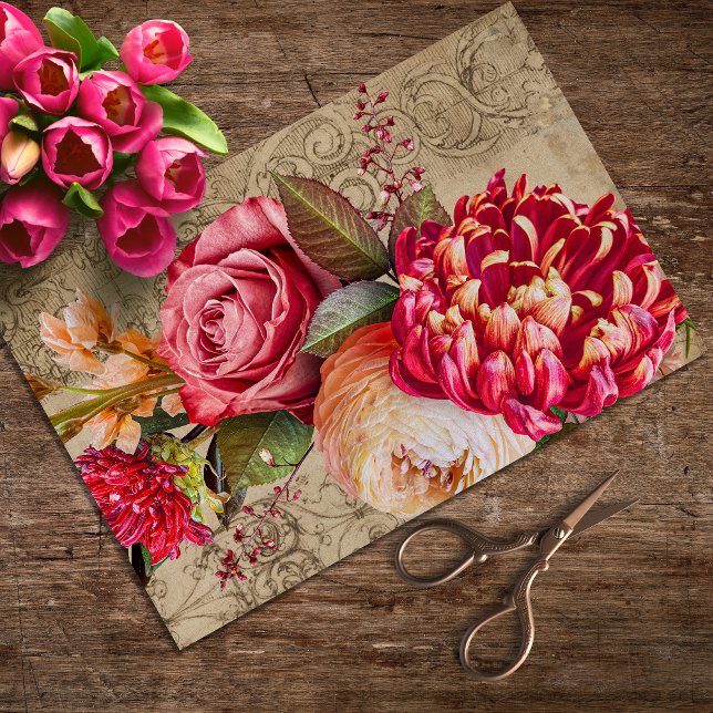 Vintage Texture Rustic Floral Decoupage Tissue Paper (Creator Uploaded)