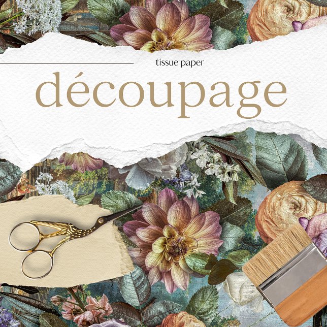 Vintage Texture Rustic Floral Decoupage  Tissue Paper (Creator Uploaded)