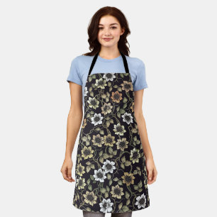 Vintage Textured Anemone Floral Background   Apron