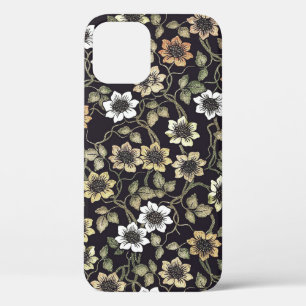 Vintage Textured Anemone Floral Background   iPhone 12 Pro Case