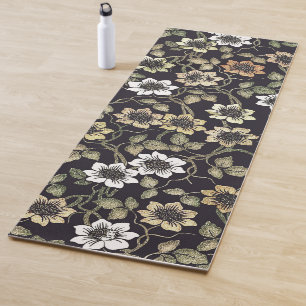 Vintage Textured Anemone Floral Background Yoga Mat