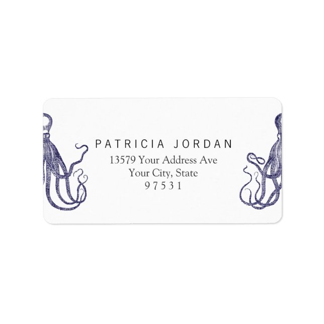 Vintage Textured Octopus Label (Front)