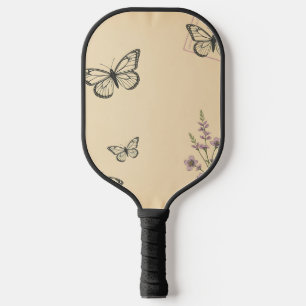 Vintage Textured with Sketch Butterflies Pickleball Paddle