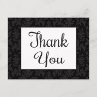 Vintage Thank You Black & Grey Floral Damask