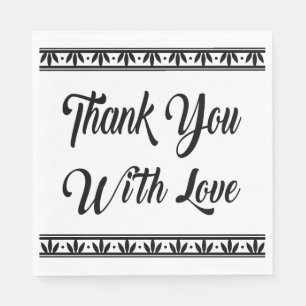 Vintage Thank You Black & White Floral Wedding Napkin