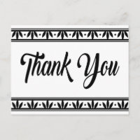 Vintage Thank You Black & White Leaves Flowers