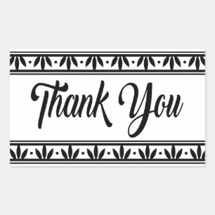 Vintage Thank You Black White Retro Wedding Party Rectangular Sticker
