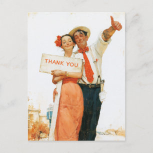 Vintage Thank You Couple Postcard