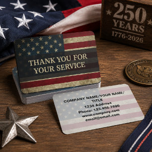 Vintage Thank you for service American Company Business Card
