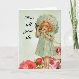 Vintage Thank-You Girl Thank You Card