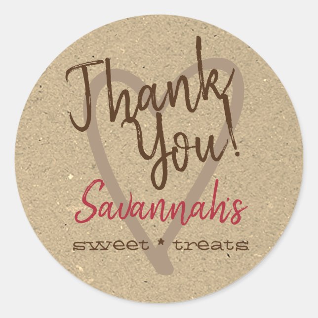 Vintage Thank You Labels Kitchen Beige Kraft Paper (Front)