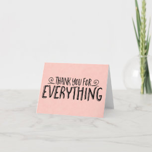 Vintage Thank You Pink And Black Handwritten Card