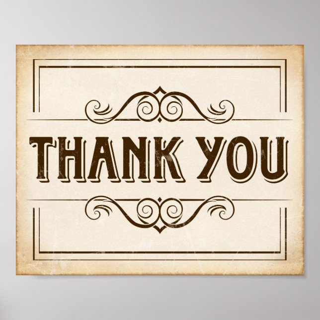 Vintage THANK YOU Sign Print (Front)