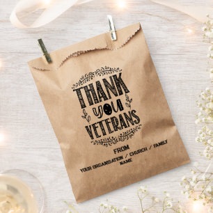 Vintage Thank You Veteran Typography Favour Bags