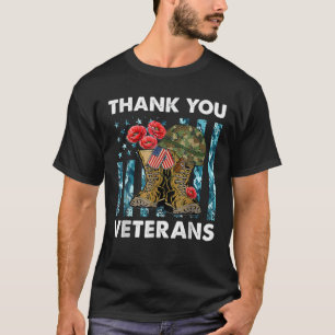 Vintage Thank You Veterans Combat Boots Flower Vet T-Shirt