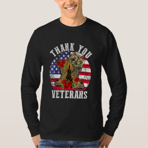 Vintage Thank You Veterans Combat Boots Flower Vet T-Shirt