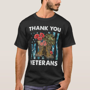Vintage Thank You Veterans Combat Boots Flower Vet T-Shirt