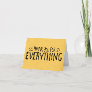 Vintage Thank You Yellow Gold & Black Handwritten Card