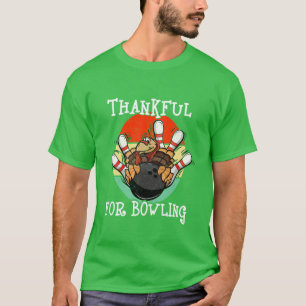 Vintage Thankful For Bowling Season Turkey Thanksg T-Shirt