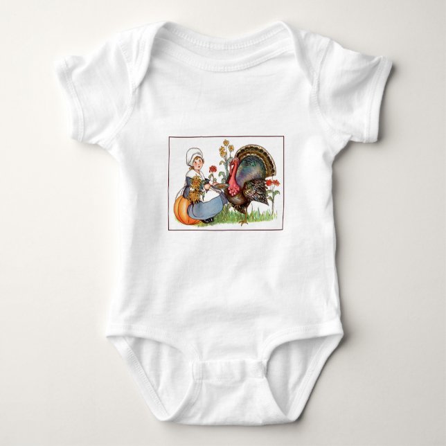 vintage thanksgiving baby bodysuit (Front)