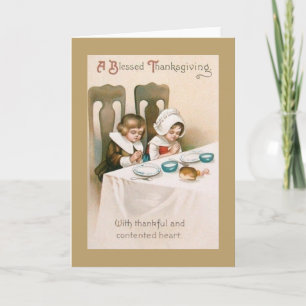 Vintage Thanksgiving Blessings Greeting Card