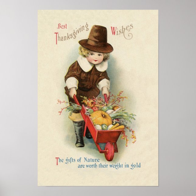 Vintage Thanksgiving Card Poster (Front)