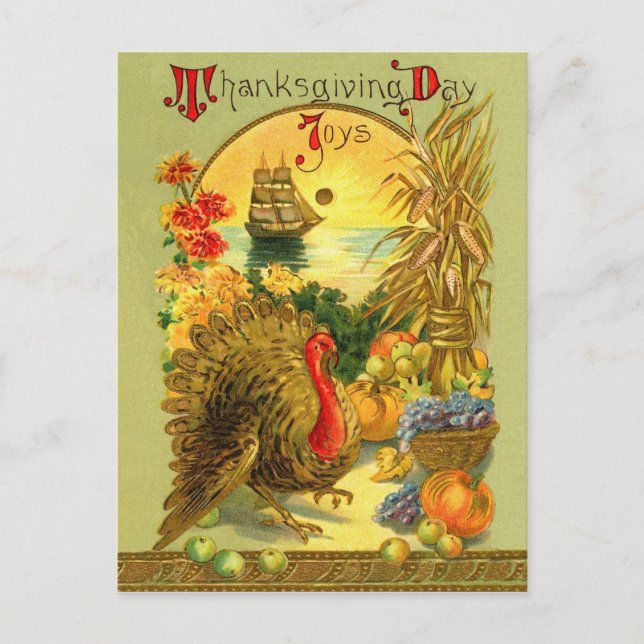 Vintage Thanksgiving Day Postcard (Front)