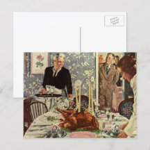 Vintage Thanksgiving Day Turkey Dinner with Family