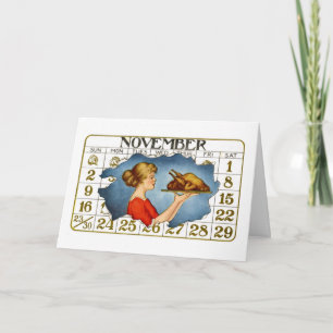 Vintage Thanksgiving Dinner Greeti... - Customised Holiday Card