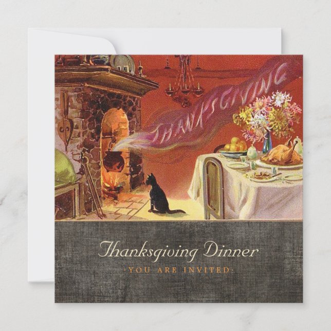 Vintage Thanksgiving Dinner Invitation (Front)
