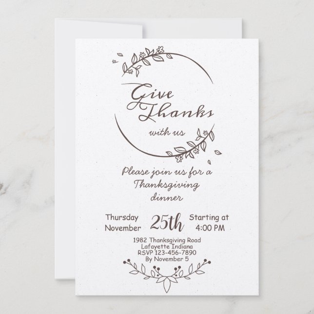 Vintage Thanksgiving Dinner Invitation  (Front)