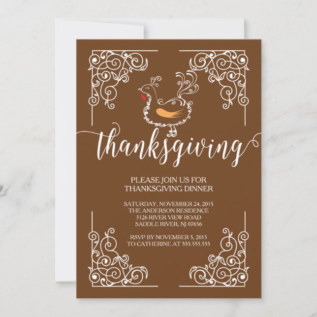 Vintage Thanksgiving Dinner Party Invitation (Front)