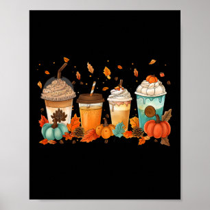 Vintage Thanksgiving Fall Pumpkin Spice Latte Coff Poster