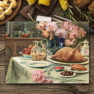 Vintage Thanksgiving Feast Holiday Postcard