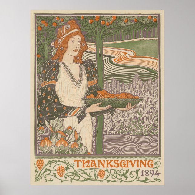 Vintage Thanksgiving Foods and Feasts (1894) Poster (Front)