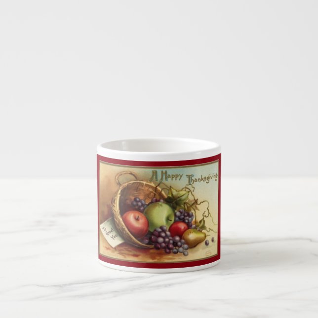 Vintage Thanksgiving Fruit Espresso Cup (Front)