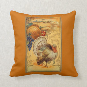 Vintage Thanksgiving Greeting Cushion