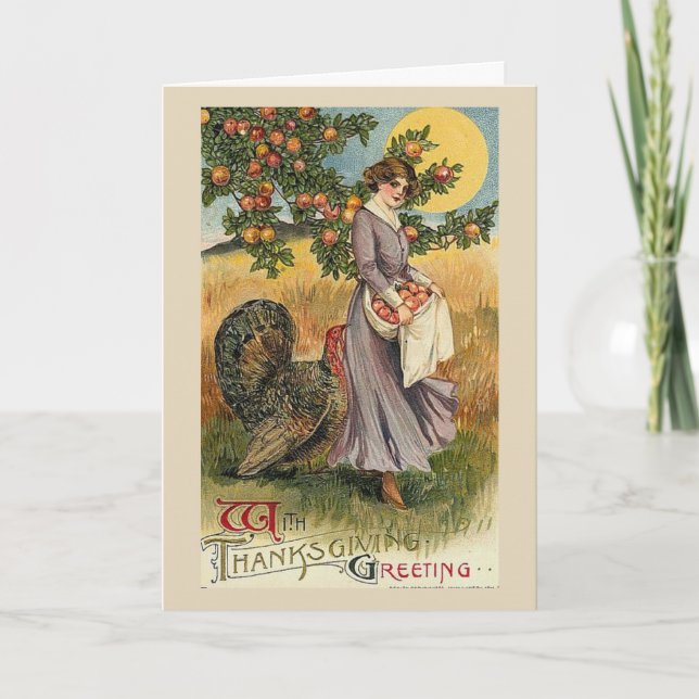Vintage - Thanksgiving Greeting, Holiday Card (Front)