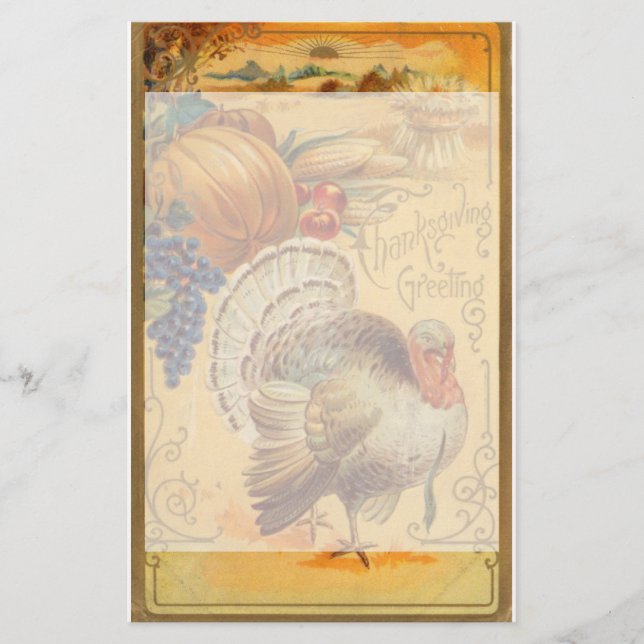 Vintage Thanksgiving Greeting Stationery (Front)