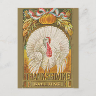 Vintage Thanksgiving greeting turkey Postcard
