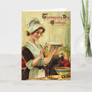 Vintage Thanksgiving Greetings Holiday Card