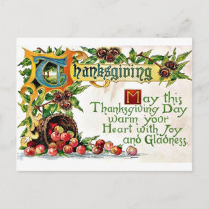 Vintage Thanksgiving Greetings Holiday Postcard
