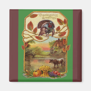 Vintage Thanksgiving Greetings Magnet