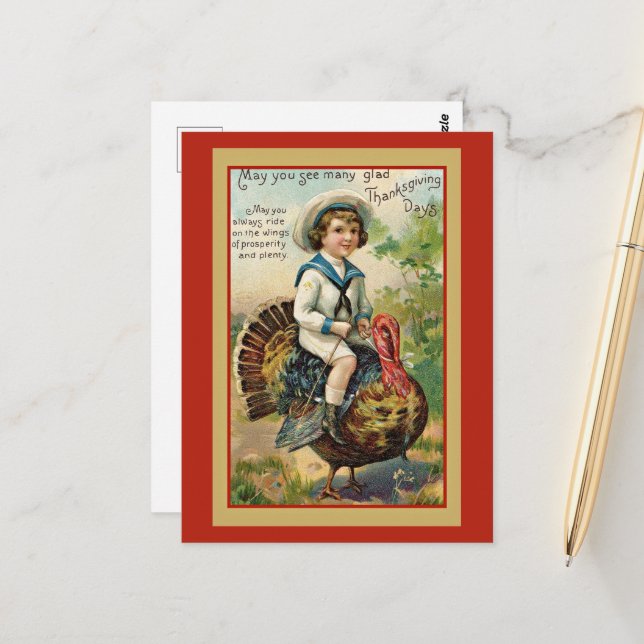Vintage Thanksgiving Greetings Postcard (Front/Back In Situ)