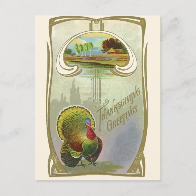 Vintage Thanksgiving Greetings Postcard (Front)