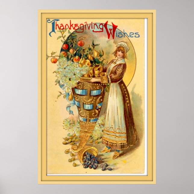 Vintage Thanksgiving Greetings Poster (Front)