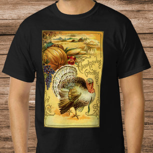 Vintage Thanksgiving Greetings with Turkey T-Shirt