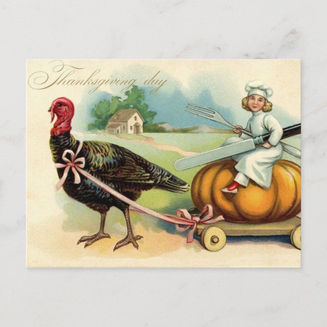Vintage Thanksgiving Holiday Postcard (Front)