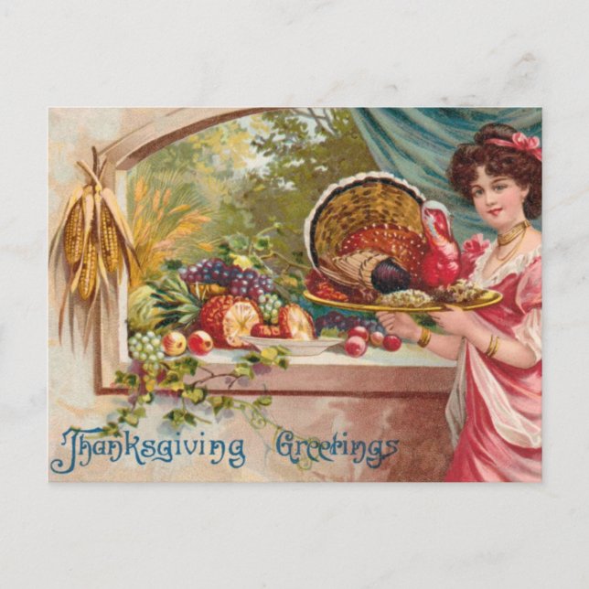 Vintage Thanksgiving Holiday Postcard (Front)