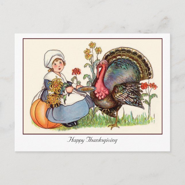 vintage thanksgiving holiday postcard (Front)